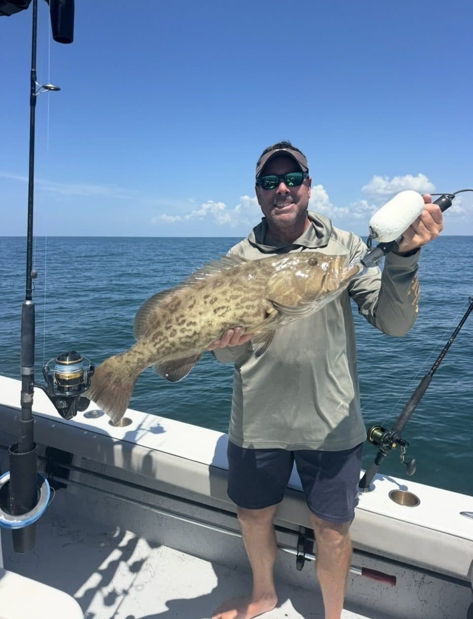 Angler holding a gag grouper